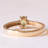 Vintage 9K Gelbgold Trilogie Ring mit Peridot (ca. 0.29ct) und weißem Topas, 60er/70er Jahre