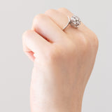 Vintage Gänseblümchenring aus 14 Karat Weißgold mit Diamanten (ca. 0.65 ctw), 70er Jahre