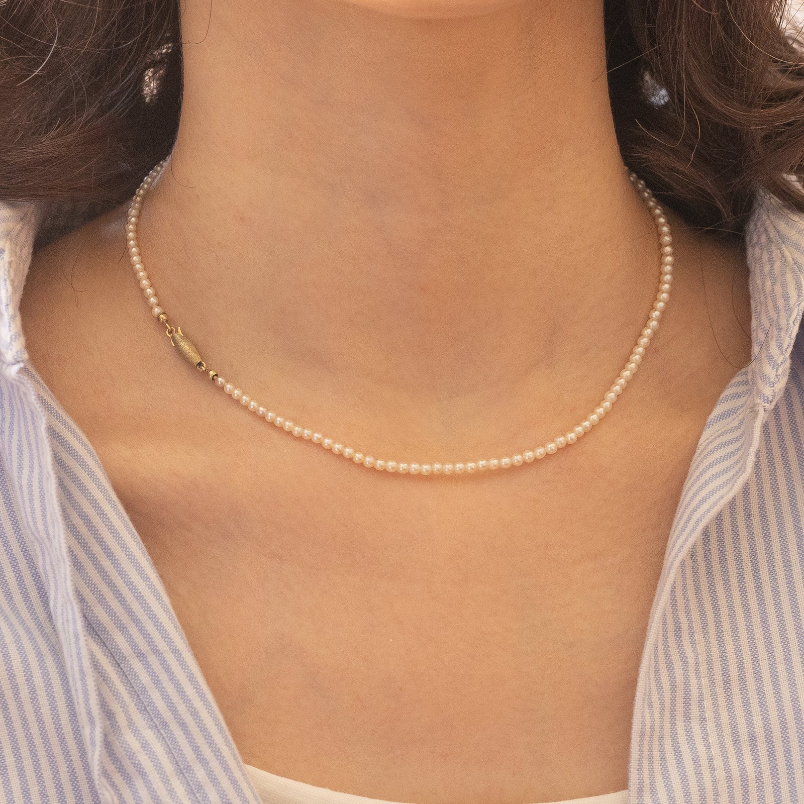 Collana Di Perle Finto Conchiglia Bianche &ndash; Vintage, Perline Tonde 4-12mm, Regolabile