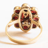 Винтажное кольцо из 8-каратного желтого золота с гранатом и ромашкой, 50-е годы