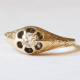 Antiker Solitär aus 18 Karat Gelbgold mit altem Diamanten im Minenschliff (ca. 0.22 ct), Anfang des 900. Jahrhunderts