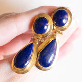 Vintage-Tropfenohrringe aus 18 Karat Gelbgold mit Lapislazuli, 60er Jahre