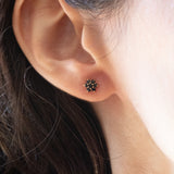 Vintage-Blumenohrringe aus 9-karätigem Gelbgold mit Saphiren