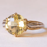 Vintage 9 Karat Gelbgold & Weißgold Citrin (ca. 6 Karat) Cocktailring, 60er Jahre