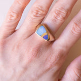 Vintage Ring aus 9K Gelbgold mit Doppelopalen, 70er/80er Jahre