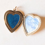 Vintage 9K Gelbgold plattierter Herz-Fotoanhänger aus Metall mit eingraviertem Kreuz, 60er Jahre