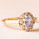 Vintage-Ring aus 9-karätigem Gelb- und Weißgold mit Saphir (ca. 0.60 ct) und Diamanten, 1987