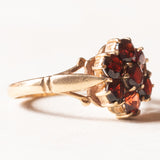 Vintage 9K Gelbgold Granat Gänseblümchen Ring, 90er Jahre