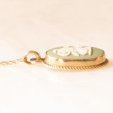 Vintage necklace with 9K yellow gold chain and 9K yellow gold pendant and green jasperware, 1982