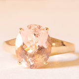 Anello in oro giallo 9K con morganite (4ct ca.), anni ‘80