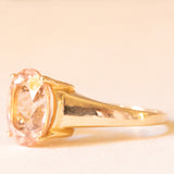 Anello in oro giallo 9K con morganite (4ct ca.), anni ‘80