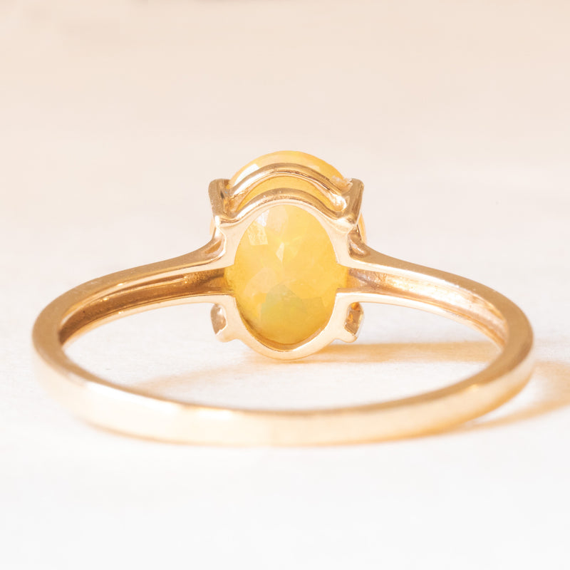 Anello solitario in oro giallo 10K con opale giallo (1.20ct ca.), anno 2014