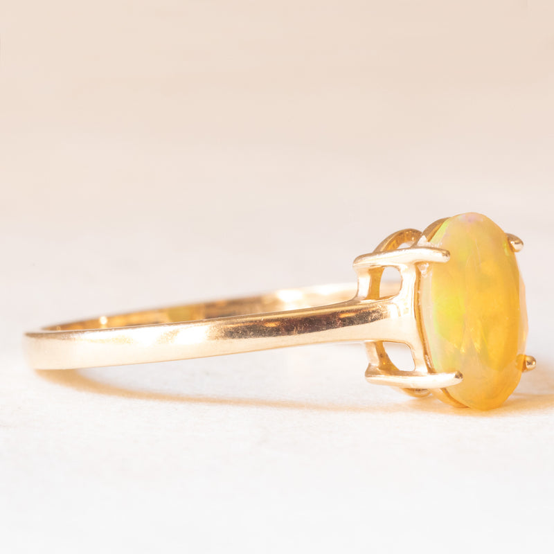 Anello solitario in oro giallo 10K con opale giallo (1.20ct ca.), anno 2014