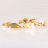 Orecchini pendenti vintage in oro giallo 9K con peridoti verdi (1ctw ca.)