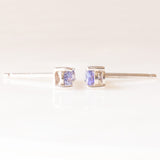 Point light earrings in 9K white gold with tanzanites (approx. 0.22ctw) and diamonds, 80s