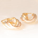 „Triple“-Ohrringe aus 18-karätigem Tricolor-Gold (Gelb, Weiß und Rosa), 80er/90er Jahre