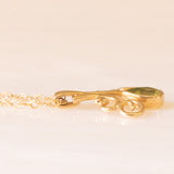 Vintage-Halskette mit Kette aus 9-karätigem Gelbgold und Anhänger aus 9-karätigem Gelbgold mit Peridot (ca. 0.50 ct), 80er/90er Jahre