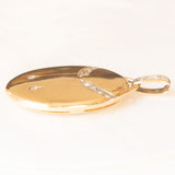 Antique yellow gold plated photo pendant with rose cut diamonds and glass compartment on the back, early 900s