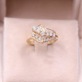 Anello vintage asimmetrico in oro giallo 14k con diamanti (0,80ctw), anni '70