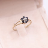 Anello vintage in oro giallo 9k con zaffiri e diamanti