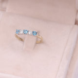 Anello vintage in oro giallo 9K con spinelli (0.24ctw ca.) e diamanti (0.16ctw ca.)