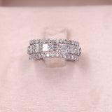 Anello vintage a fascia in platino 900 con diamanti (1ctw) di taglio brillante e baguette