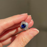 Ballerina in blu - Anello ballerina vintage in platino con zaffiro e diamanti