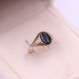 Anello vintage chevalier in oro giallo 9k con onice