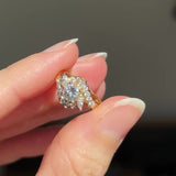 Anello a fiore vintage in oro giallo 18K con diamanti (0.92ctw), anni ‘80