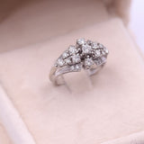 Anello vintage in oro bianco 14k con diamanti (0,85ctw), anni '70