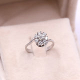Anello vintage in oro bianco 14k con diamanti (0,43ctw), anni '70