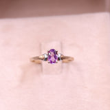 Anello vintage in oro giallo e bianco 9k con ametista