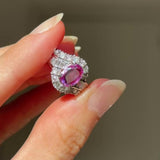 Anello vintage in platino con zaffiro rosa (1.37ct) e diamanti (1ctw), anni ‘90