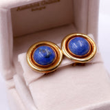 18k yellow gold earrings with lapis lazuli, 80s