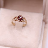 Anello vintage in oro giallo 9k con granati (0,15ct)