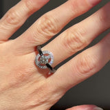 Anello vintage in stile Art Déco in platino con diamanti (centrale di 0.75ct) e onice