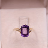 Anello vintage in oro giallo 18k con ametista, anni '60