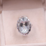 Anello vintage in oro bianco 14k con acquamarina (10ct), anni '80