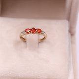 Anello vintage in oro  giallo 9k con opali di fuoco e diamanti