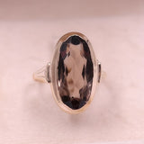 Anello vintage da cocktail in oro giallo 8k con quarzo fumè (8ct)