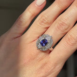 Anello ballerina vintage in platino con tanzanite (1.63ct) e diamanti (1.13ctw), anni ‘80/‘90