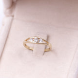 Vintage 14K yellow gold trilogy ring with diamonds (approx. 0.30ctw), 70s