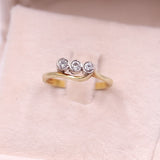 Anello trilogy in oro 14k con diamanti (0,30ctw), anni '70