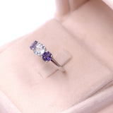 Trilogy vintage in oro bianco 9k con acquamarina (0.70ct ca.) e ioliti (0.70ctw ca.)