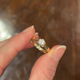 Solitario vintage in oro giallo 14K con diamante di taglio brillante (0.25ct ca.), anni ‘40/‘50