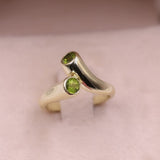 Anello vintage in oro giallo 14k con peridoti, anni '70