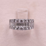 Anello vintage in platino 900 con diamanti di taglio brillante e baguette per un totale di 2ct