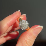 Anello a fiore e a fascia in oro giallo 14K con diamanti di taglio brillante (0.70ctw ca.), anni ‘70