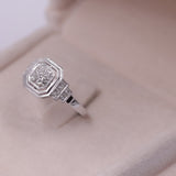 Anello antico in oro bianco 18k con diamanti (0,17ctw), anni '30