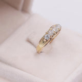 Anello vintage in oro giallo 18k con diamanti di taglio vecchia miniera (1ctw), anni '50